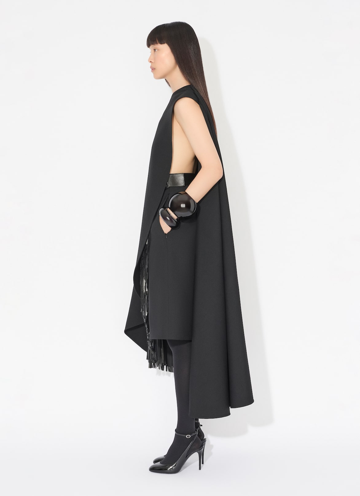 DOUBLE GABARDINE WOOL CAPE ALAÏA  DOUBLE GABARDINE WOOL CAPE